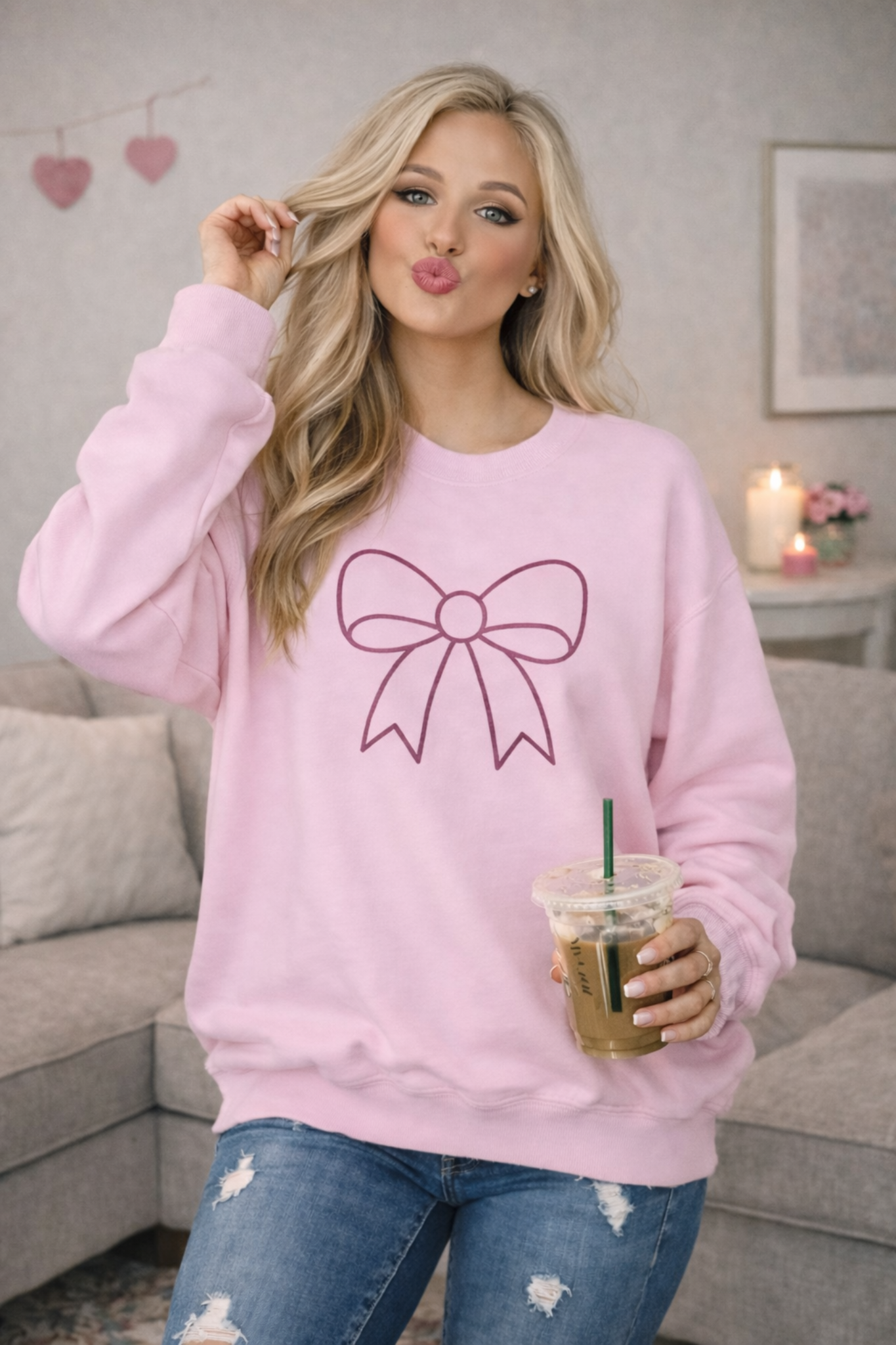 Valentine Bow Sweatshirt